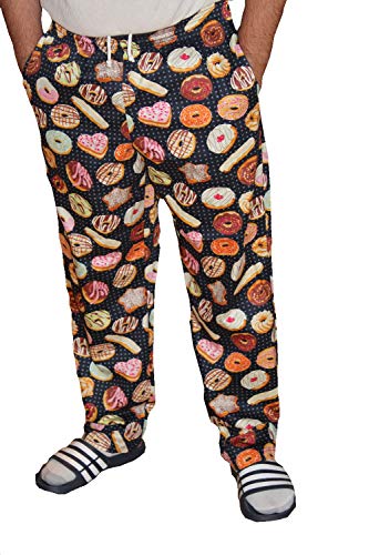 Mens Traditional 100% Cotton Baggy Chef Pant (Donuts, XL)