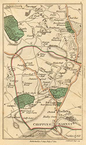 Potters BAR. Barnet, Welham Green, Monken Hadley, Borehamwood, N/S Mimms - 1811 - Old map - Antique map - Vintage map - Printed maps of Hertfordshire