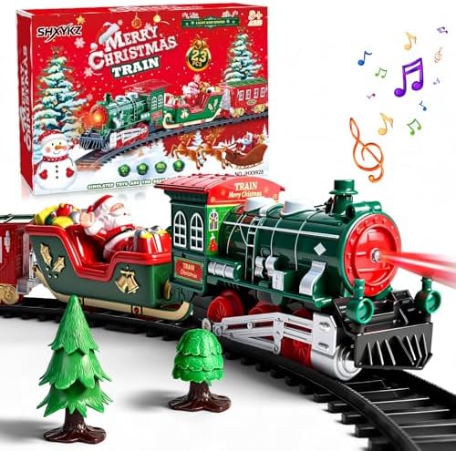 Train Set for Toddlers Christmas Tree, Christmas Train Sets for Around The Tree, Train Set with Sound and Lights, Toddler Model Trains for 3 4 5 6 7 8+ Years Old Kids Christmas Toys, Gifts
