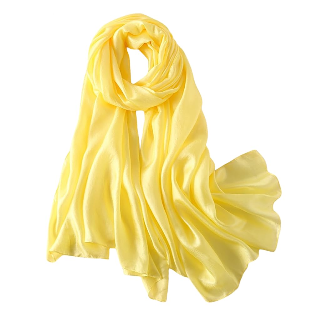 Lina & Lily Shimmer Sheen Scarf Shawl Wrap for Wedding Evening Dress Sheer Lightweight (Yellow)