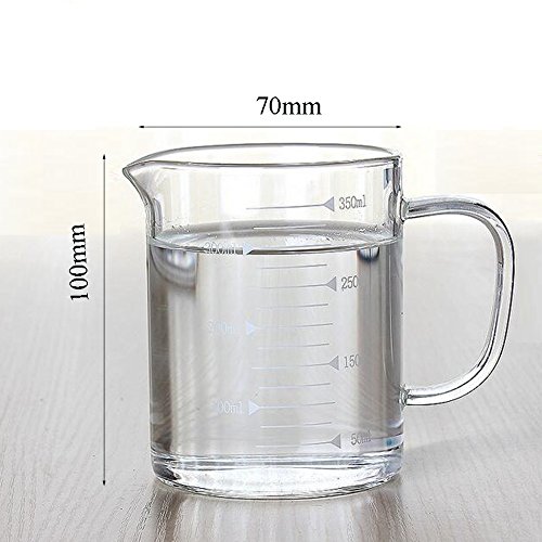 Vaso medidor de vidrio borosilicato 350 ml con pico miniatura 2