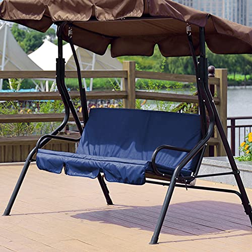 Oumefar Outdoor Swing Seat 3 Seater Chair Waterproof Cushion Replacement Swing Cushion Cover for Patio Garden Yard Replacement Garden Swing Seat Cover(Blue) - Image 3
