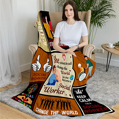 Social Worker Gifts for Women Men Cozy Social Worker Blanket Throw Soft Social Worker Month Fleece Flannel Blanket Appreciation Thank You Retirement Gift for Social Work Practitioner Adults 130x152 cm - Image 4