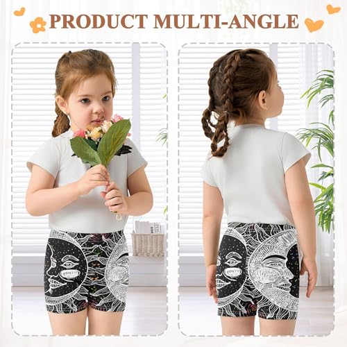 Drawing Sun Moon Faces Colorful Toddler Girl Biker Shorts Cotton Shorts for Under Dresses 4t Kids Clothing4
