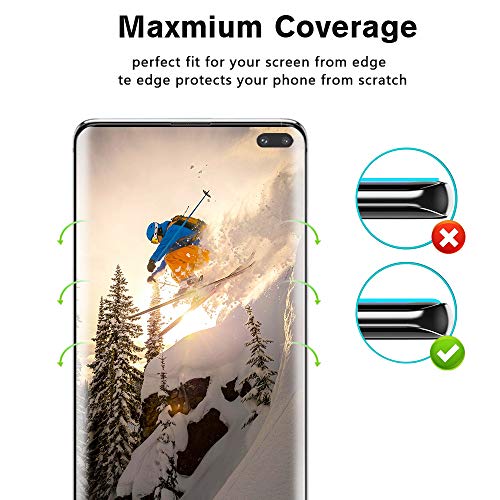 [2+2 Pack] Galaxy S10 Plus Screen Protector+Camera Lens Film,Ultra Hd Tempered Glass Film [Scratch Resistant] [Ultra Hd] [9H Hardness] [Fingerprint Unlock] For Samsung Galaxy S10 Plus /S10+ (6.4 Inch) #TOP2