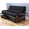 With drawers full size cordova espresso frame w 7 inch mattress microfiber suede futon set wood sofa bed black mattress frame wdrawers full size  urban country home decor