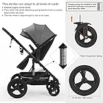 Newborn-Infant-Toddler-Baby-Stroller-Cynebaby-2-in-1-High-Landscape-Convertible-Reversible-Anti-Shock-Bassinet-Carriage-Pram-Stroller-Add-Cup-Holder-Footmuff-and-Diaper-Bag-Grey