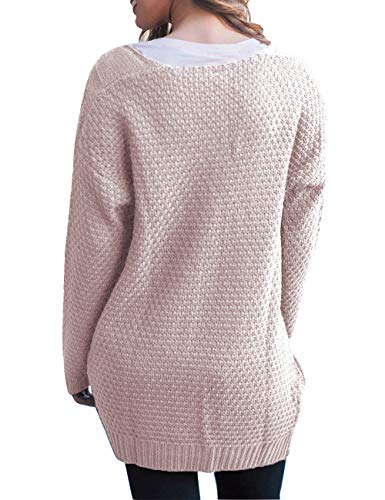 Image of OmicGot Women's Long Sleeve Open Front Chunky Cable Knit Loose Cardigan Sweater