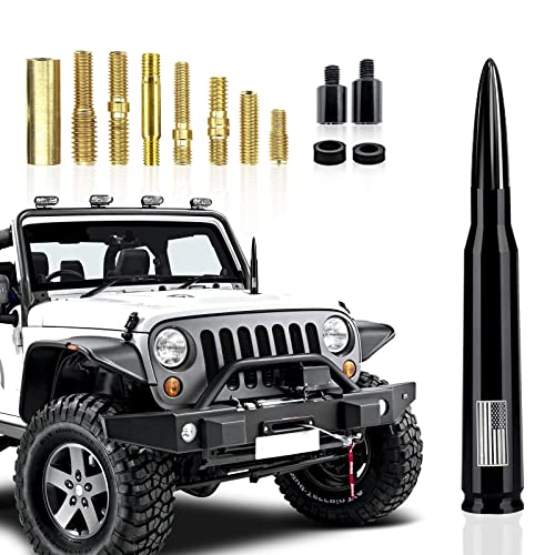 yonwait Pack-1 Car Truck Bullet Antenna American-Flag for GM Chevy Silverado 1500 2500 3500 HD Avalanche GMC Sierra 1500 2500 3500 Denali Heavy Duty Pickup Trucks Accessories (Black)
