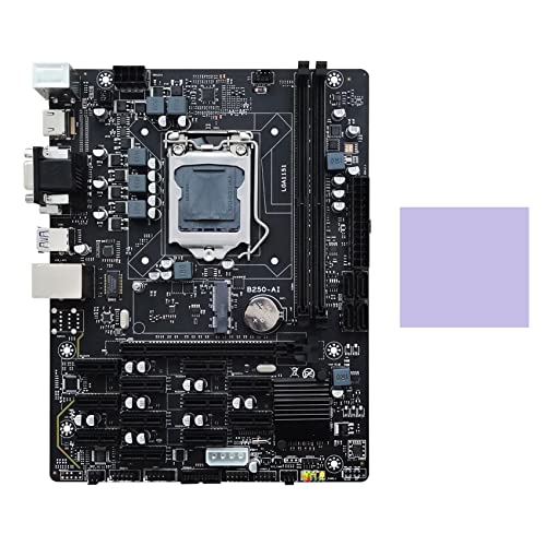 Fayrimi Carte mère minière B250 V2.1 BTC + câble d'alimentation Pad 12XPCIE LGA1151 Double canal DDR4 MSATA USB3.0 B250 ETH Carte mère minière