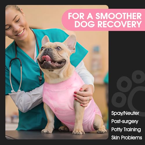 Image of FUAMEY Recovery Suit for Dogs After Surgery,Soft Breathable Dog Bodysuit E-Collar & Cone Alternative Surgical Suit,Male Female Dog Neuter Spay Suits Anti Licking Wounds Onesie Pink Tie Dye XXL
