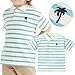 Kids Boys Short Sleeve Fashion Polo Toddler Stripe Cute Summer Tee Tops Baby Girls Collar (Mint Green, 3-4 Years)
