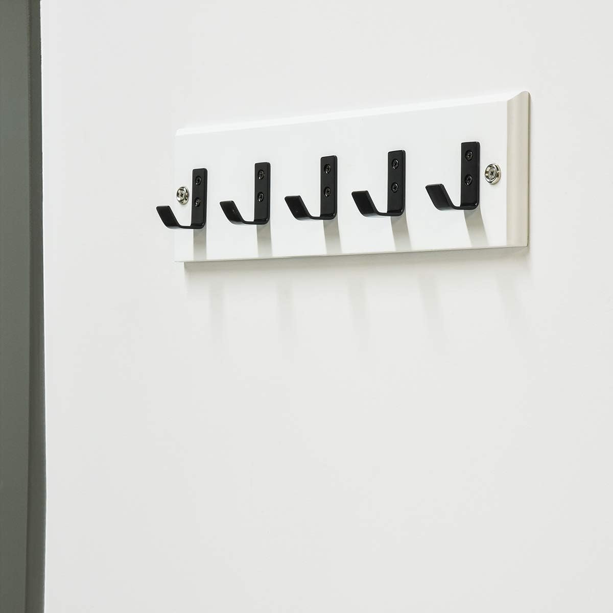 Amazon Basics Coat Hook - Flat Black, 5-Pack