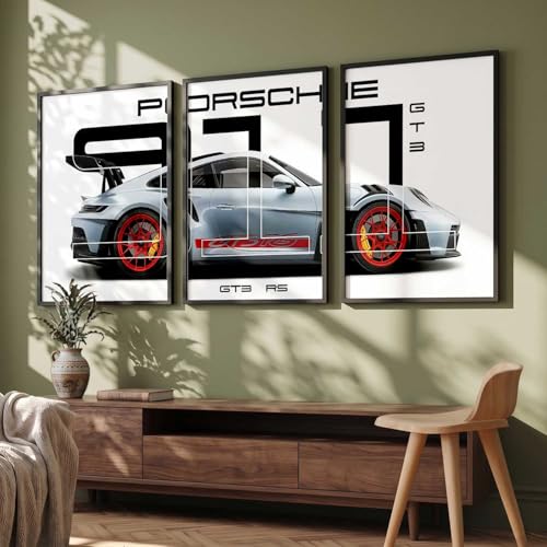 Image of kotart Big Sports Car Framed Posters Gift Items for Boys Room Wall Decoration Bedroom Living Room Office Studio Decor | Car Poster Frame for Wall Decor Set Of 3 Size (19 X 25 inch)