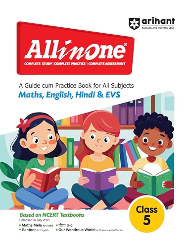 Image of Arihant All in One Guide Class 5 Book 2025 | NCERT Based | Maths, English, Hindi & EVS | Practice Worksheets, Exercises and Complete Study Material for CBSE /NCERT Class 5 Students | English Medium