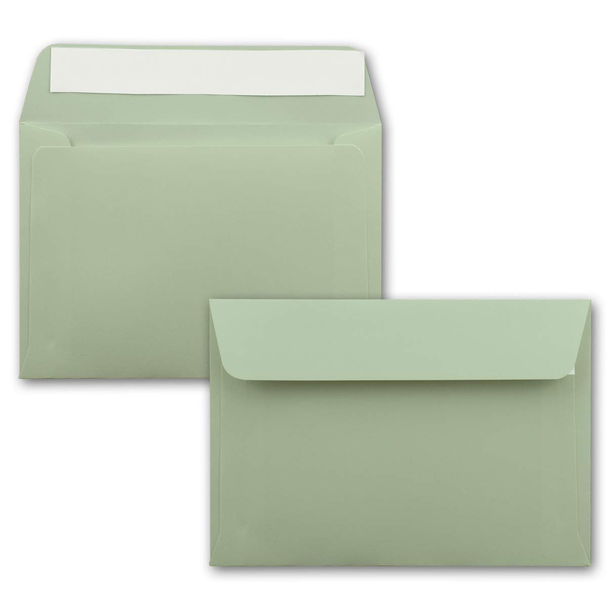 25x envelopes Eucalyptus green DIN C6 format 11.4 x 16.2 cm - self-adhesive - envelopes without window - Christmas, greeting cards & invitations - for A6 & A4 paper