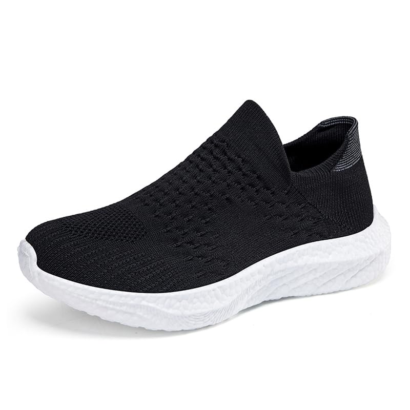 Men's Knit Sneakers Slip On Mesh Casual Athletic Shoes Lightweight Comfortable Breathable