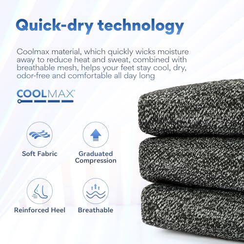 Image of Knee High Compression Socks Coolmax Toe Socks Moisture Wicking Graduated Support for Running,Travel,Flight