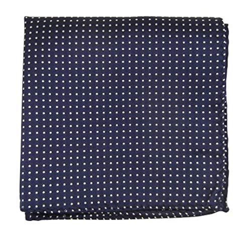 The Tie Bar 100% Woven Silk Navy Pindot Patterned Pocket Square