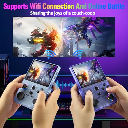 Retro Handheld Game Console, DC35V Retro Gaming Console 3.5’’IPS Screen Open Source Linux System Built-in 20000+Classic Games, 20+Emulators, Portable Video Gaming Console with 4000mAh Battery (Blue) - Thumbnail 6
