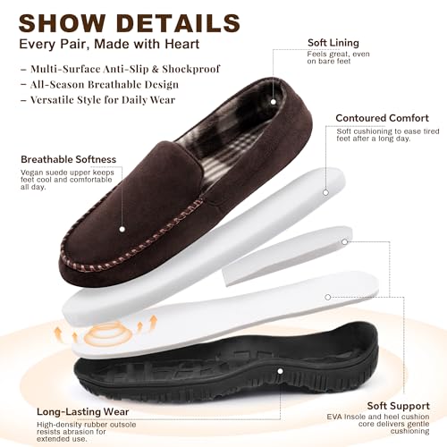 Image of shoeslocker Mens Slippers Microsuede Moccasin Memory Foam House Shoes