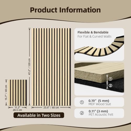 Vieshful 20-Pack Acoustic MDF Wood Slat Wall Panels for Flat & Curved Walls by Vieshful - Used condition - Image 2