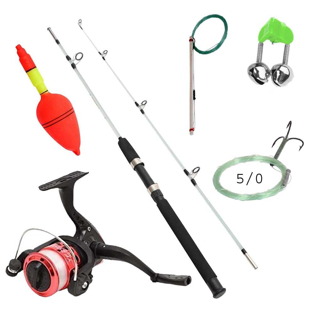 Yolo Tackles 2pcs Fishing Rod with Reel Combo, Solid Fiber Glass, EVA Foam Handle, Stainless Steel Guides, Saltwater & Freshwater, Heavy Fishing, 5ft, Fast Action