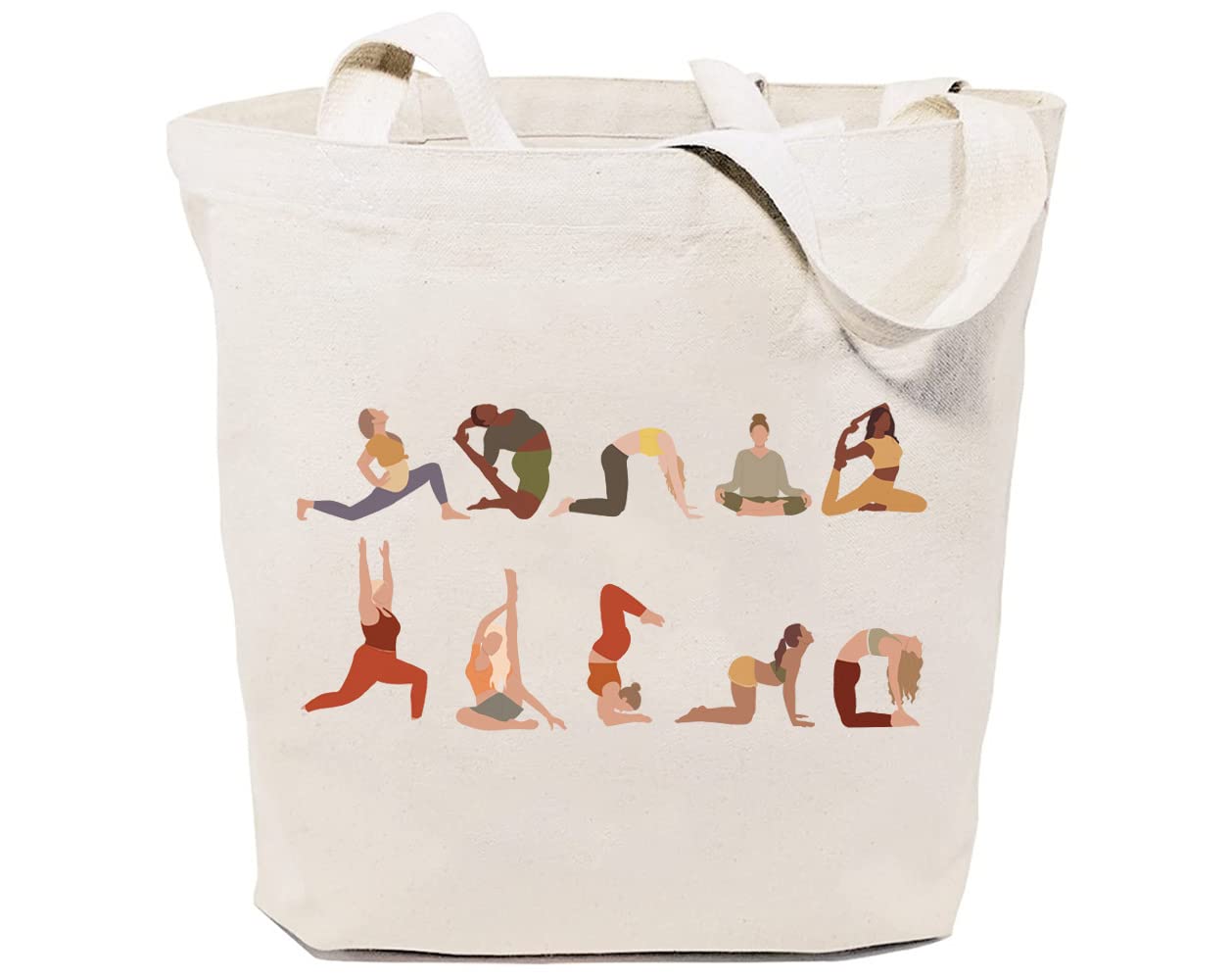 GXVUIS Canvas Tote Bag for Women Aesthetic Yoga Positions Print Reusable Grocery Shoulder Bags for Shopping Travel Beach Gym