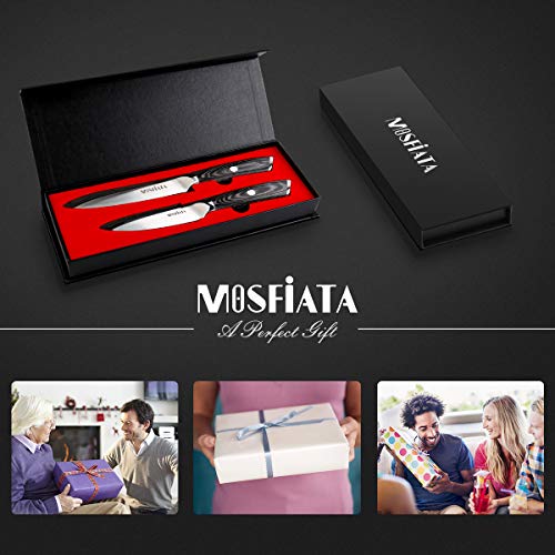 MOSFiATA 5” Chef Knife and 3.5" Fruit Knife Set with Knife Sheath, German High Carbon Stainless Steel EN.4116 with Micarta Handle and Gift Box for Vegetable and Fruit Cutting - image 8