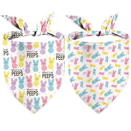 Bandanas Pâques chien réversibles lot 2, foulard lapin coloré Pâques-03