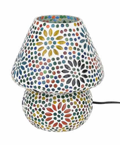 SIGNES GRIMALT Lampe ethnique d'inspiration orientale, Verre et Céramique colorée, Hauteur 22 cm
