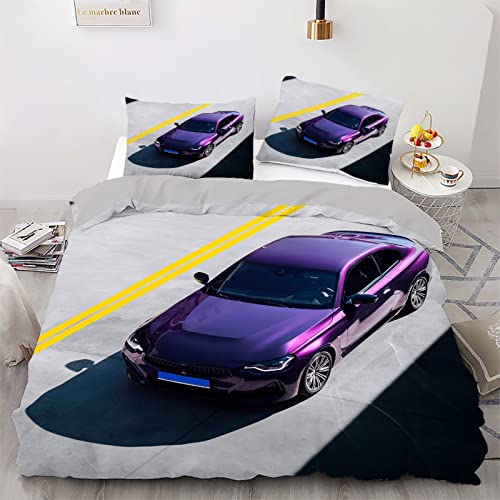 Housse couette 240x220 violette microfibre douce anti-plis - 2