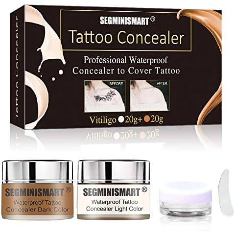Tatuaje Corrector, Cicatriz Corrector, Corrector impermeable, Corrector de tatuaje, Corrector de cuerpo, Corrector Profesional cubierta para puntos de Vitiligo Marcas de nacimiento, 20g+20g Cover