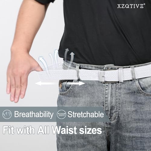 Image of XZQTIVE Braided Stretch Belt Mens Gift Elastic Woven Belt for Golf Casual Pants Shirts Jeans