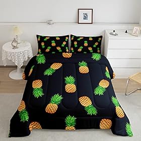 Pineapple Kids Bedding Set Full Size Tropical Fruit Print Fabric Comforter Set for Women Men Boys Fresh Pineapple Soft Lightweight Comforter Quilted Bedroom Decor Comforter Inner Fill 51p0AlfGTwL. SS280