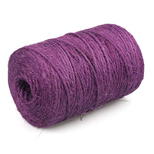 KINGLAKE Natural Jute Twine - 328 Feet, Arts & Crafts, Christmas, Durable Packing String, Purple