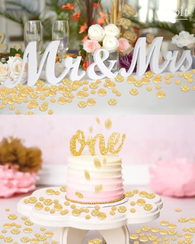 Image of Letjolt Golden Confetti Glitter Scatter Table Decoration 100 Pcs | Circle Dots, Birthday Party Anniversary Supplies, Bridal Baby Shower Wedding Gift, Surprise Paper Craft