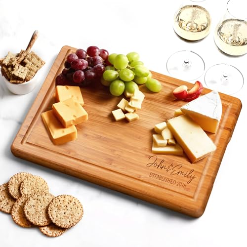 C.light 3D Personalized Bamboo Cutting Board &ndash; Custom Engraved Charcuterie Board for Wedding,...