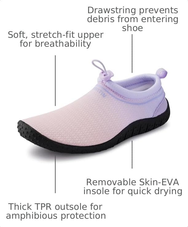 Image of WHITIN Women's Multi-Purpose Feather Water Shoes + Thick Sole Z10 | Thick Sole for Rock & Shell Defense, Adjustable Drawstring for Sand Protection & Snug Fit, Packable & Lightweight