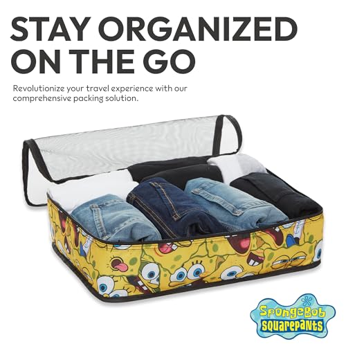 SpongeBob SquarePants Packing Cubes Set – 5-Piece Travel Luggage Organizer with SpongeBob, Patrick & Mr. Krabs – Fun Packing Essential for Kids, Teens, and Adults4