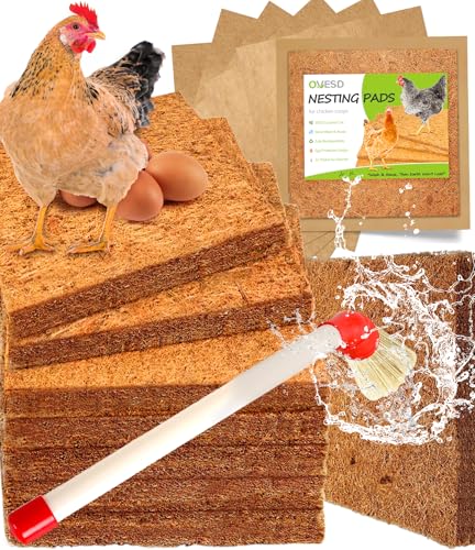 OVESD 3X-Thick Reusable Chicken Nesting Pads for Nesting Box 12x12 with Cleaning Brush(7Pads+7Liners+1Brush)