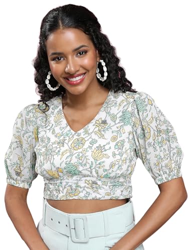 Image of Tokyo Talkies Women's Short Sleeves V-Neck Printed Tops| Stylish Casual wear
