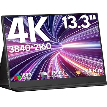 4K Portable Monitor, 13.3" 3840 * 2400 IPS Portable Monitor for Laptop, Slim Lightweight HDR Travel Screen USB-C HDMI w/Smart Cover for Laptop PS5/4 Xbox Switch