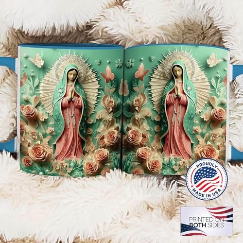 Taza de Cerámica Virgen de Guadalupe 11oz Azul miniatura 4