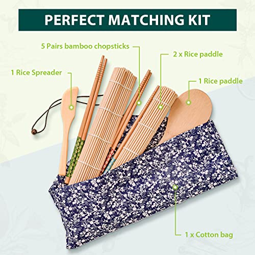 image for Soeos Beginner Sushi Making Kit, 10 Piece Bamboo Sushi Kit with 2 Bamb