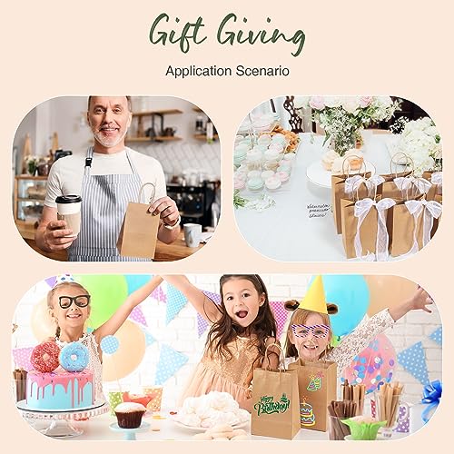 GSSUSA 50 Pcs Brown Kraft Paper Bags 5.25x3.75x8, Small Paper Bags with Handles for Shopping, Gift, Merchandise, Retail, Party Favor, Wedding, Gift Bags, Bags for Small Business, Boutique