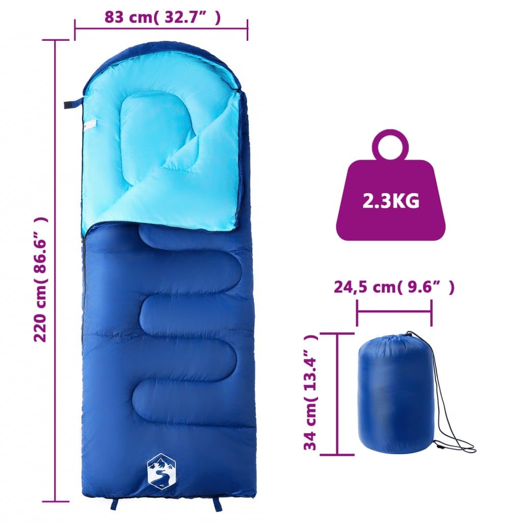 Saco de dormir para adultos camping con capucha, 220 x, 3-4 estaciones, capa exterior de poliéster, relleno de polipropileno, saco de dormir ligero para exteriores con bolsa de compresión