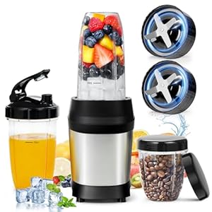 1200w Smoothie Blender – Personal Blender for Frozen Fruit & Ice Crush with 2 Sharp 6-Fin Blades, Portable Smoothie Blenders with 14oz, 24oz, 29oz Easy Go Cups for Nutritious Juices,Silver