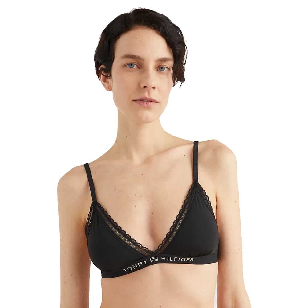 Tommy Hilfiger Women's Black Lace Unlined Triangle Bra