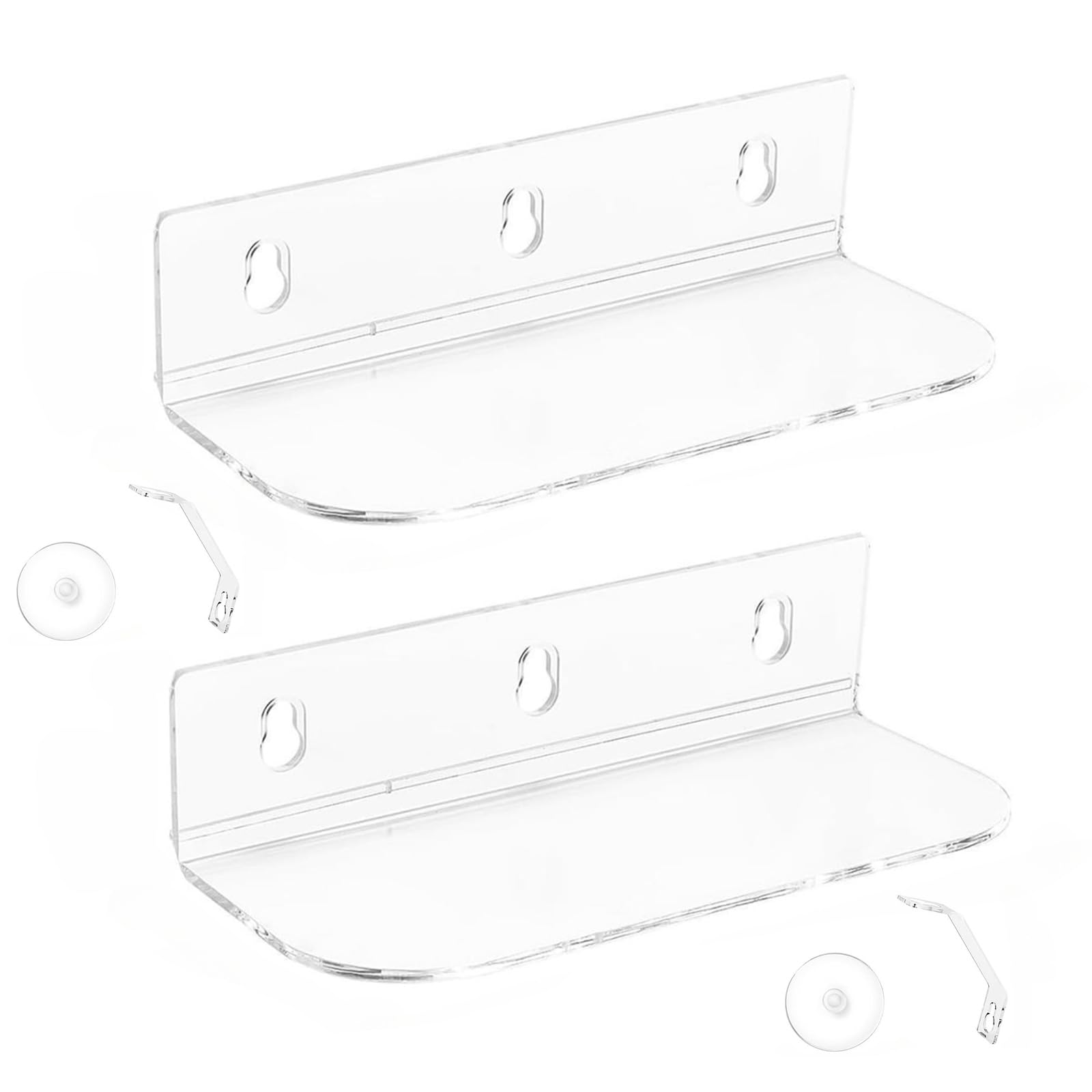 Kalttoy Sturdy Acrylic Window Sill Plant Shelf Suction Cup Holder for Indoor Herbed Gardens and Succulents Displays Solution Acrylic Window Shelf